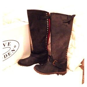 Steve Madden Black Knee-High Riding Boots